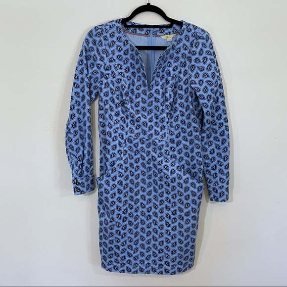 Boden Caroline Cord Dress Paisley Corduroy Frosted Blue Long Sleeve Regular US 4 - Picture 2 of 10